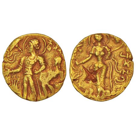 Gupta Empire - gold dinar of Chandra Gupta II (c.375-415 AD), 'Chhatra' type, Altekar Clas