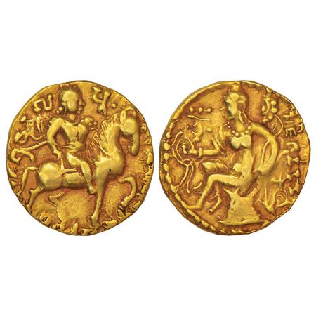 Gupta Empire - gold dinar of Chandra Gupta II (c.375-415 AD), 'Horseman' type, S. Kumar Cl