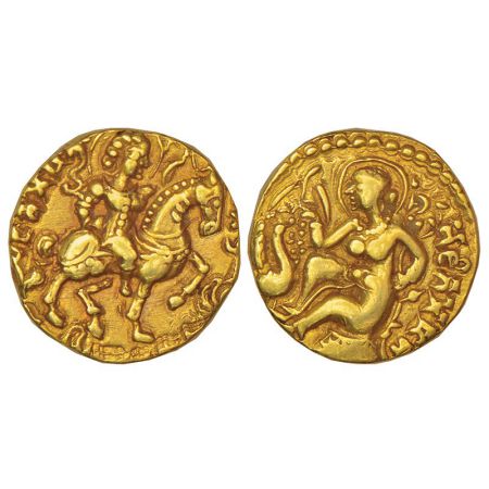 Gupta Empire - gold dinar of Kumara Gupta I (c.415-450 AD), 'Horseman' type, Altekar Class