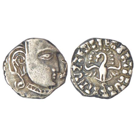 Gupta Empire - silver drachm of Kumara Gupta I (c.415-450 AD), 'fan-tailed peacock' or 'Ma