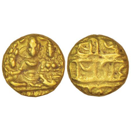 Vijayanagar Kingdom, Sangama dynasty, gold ½ pagoda of Pratapa Devaraya I (1406-1422 AD), 