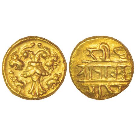 Vijayanagar Kingdom, Tuluva dynasty, gold ½ pagoda of Achyutaraya (1529-1542 AD), MCSI-I 6