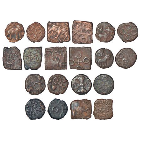 Ancient Malwa, Ujjain region - post-Mauryan uninscribed die-struck coinage - a group of te