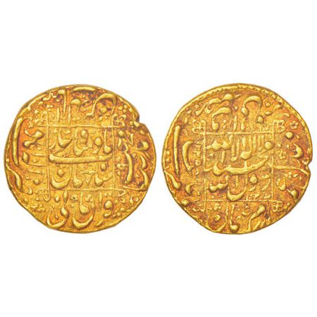 Shah Jahan (1628-1658 AD), gold mohur, Allahabad mint, AH 1045/RY 9, KM 260.3, 11.86g. A s