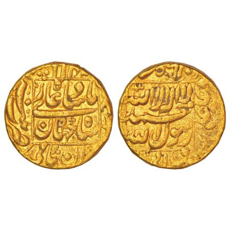 Shah Jahan (1628-1658 AD), gold mohur, Patna mint (fully visible), AH 104x/RY 9, KM 260.14