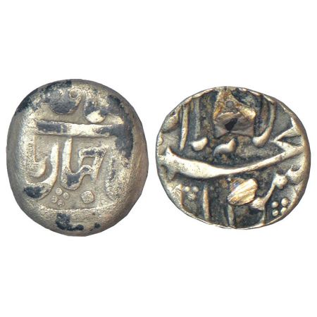 Shah Jahan (1628-1658) - silver ⅛ rupee, 'square areas' type, mint not visible, ex-mount, 
