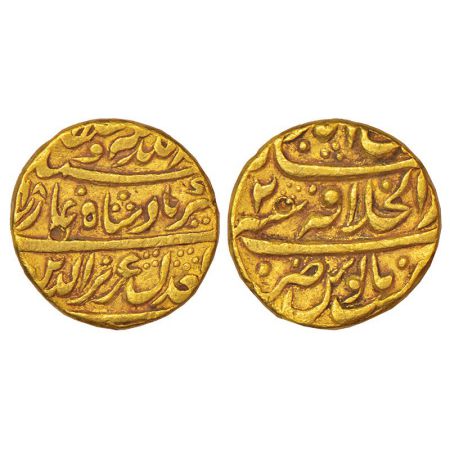 Alamgir II (1754-1759 AD), gold mohur, Dar al-Khilafat Shahjahanabad mint, AH (11)68/RY 2,