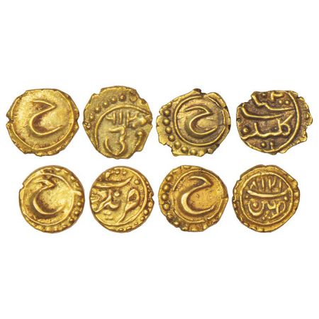 Mysore, Tipu Sultan (1787-1799 AD), gold fanam (4), 0.38g each, 1x Farrukhi mint, AM 1216,