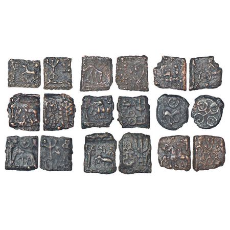 Post-Mauryan North India - a group of nine 'early uninscribed cast copper coins' (EUCCC) o