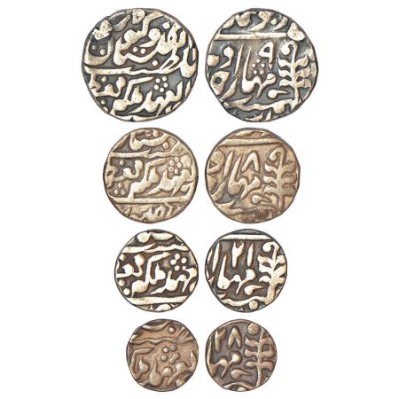 Jaipur, Madho Singh II (1880-1922 AD), set of 4 silver coins, 1 rupee, RY 9, KM 145, 11.35