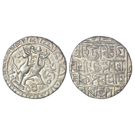 Tripura, Amara Manikya (1577-1586 AD), silver tanka, with citing Queen Amravati , commemor