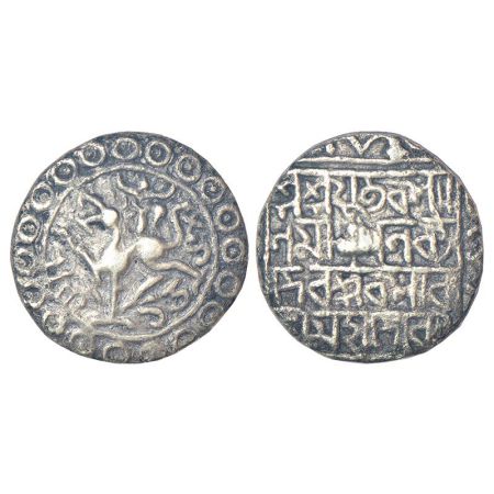 Tripura, Kalyana Manikya (1626-1660 AD), silver tanka, with citing Queen Kalavati, Sake 15
