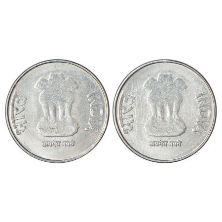 1 rupee, ferratic stainless steel, error, ND, Ashoka emblem on both sides, 3.86g. (so call