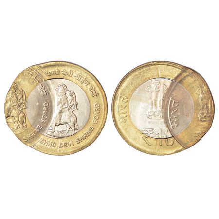 2012, Shri Mata Vaishno Devi Shrine Board, bi-metal, 10 rupees, Bombay mint, double struck