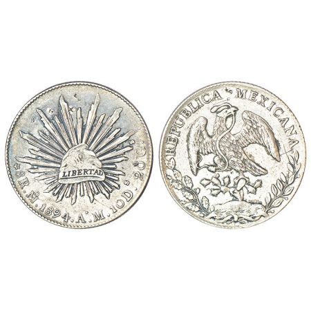 Mexico, silver 8 reales, 1894, Mexico City mint, 'MO AM' mintmark, KM 377.10, 27.04g. Obv: