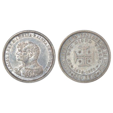 Portugal, Carlos I (1889-1908 AD), silver 500 reis, 1898, KM 538, 12.45g. Sub: 400th Anniv