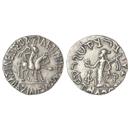Indo-Scythians - silver tetradrachm of Azilises (c.60-45 BC), ISCH 56.14T, 9.11g. Obv: Kin
