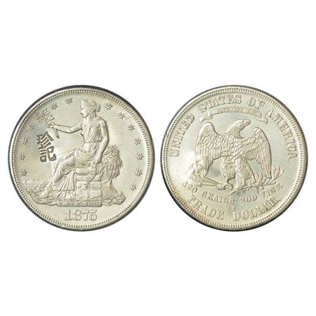 United States of America, silver trade dollar, 1875, 'S' mintmark, KM 108, 27.13g. Obv: Se