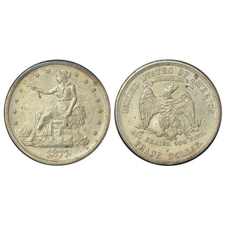 United States of America, silver trade dollar, 1877, 'S' mintmark, KM 108, 27.16g. Obv: Se