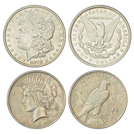 United States of America, silver dollar (2), 1x Morgan dollar, 1878, KM 110, 26.32g and 1x