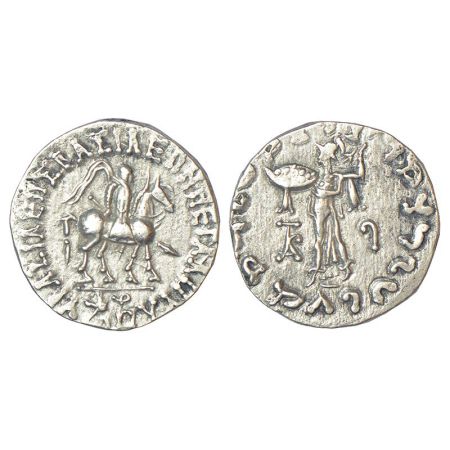 Indo-Scythians, silver tetradrachm of Azes (c.58-12 BC), ISCH 90.21T, 9.31g. Obv: King on 