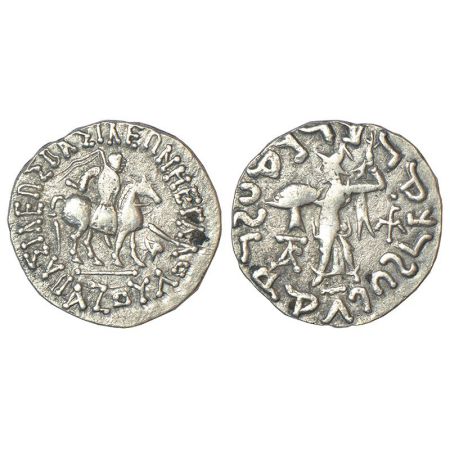 Indo-Scythians, silver tetradrachm of Azes (c.58-12 BC), ISCH 90.51T, 9.21g. Obv: King on 
