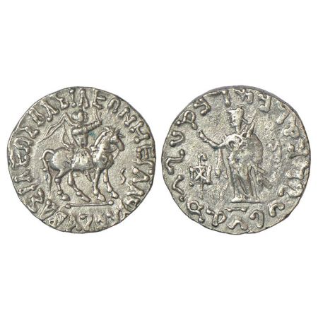 Indo-Scythians - silver tetradrachm of Azes (c.45-12 BC), ISCH 95.23T, 9.60g. Obv: King on