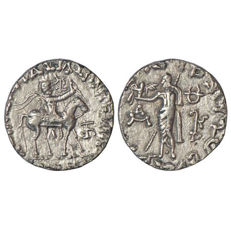 Indo-Scythians - silver tetradrachm of Azes (c.45-12 BC), ISCH 105.462T, 8.95g. Obv: King 