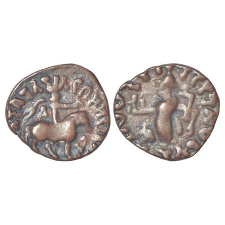 Indo-Scythians - billon drachm of Azes (c.56-35BC), posthumous issue, MIGIS 859, 1.81g. Ob