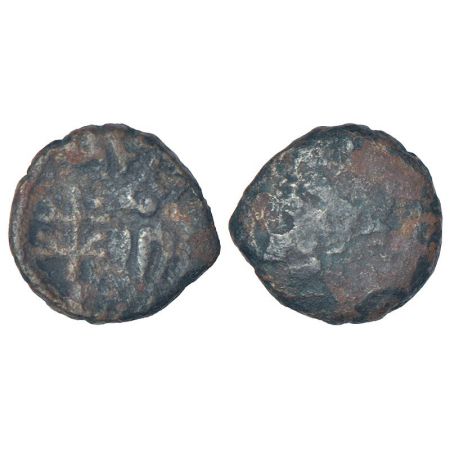 Mathura , post-Mauryan monarchical coinage of 'Datta' kings - fractional bronze coin of Pu