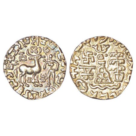 Post-Mauryan tribal monarchies, Kunindas - silver drachm of Amoghabhuti (c.50BC-50AD), PAI