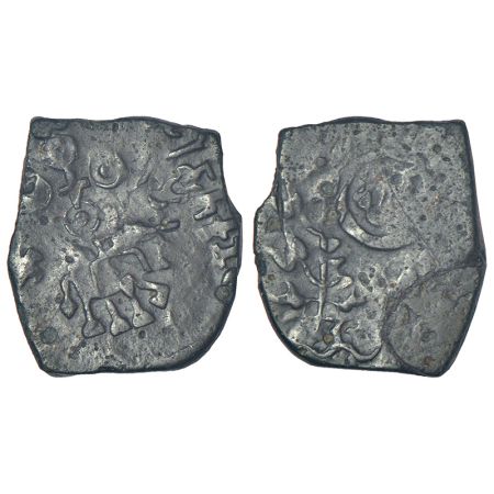 Satavahanas - alloyed copper coin of Siri Satakani (c.100-50 BC), Vidarbha 'elephant x tre
