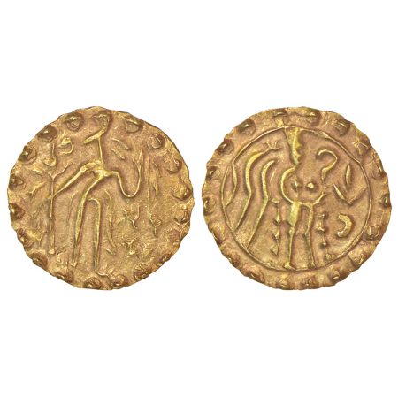 Samatata region, gold coinage of the post-Gupta period - gold dinar of Prithubhata of Khad