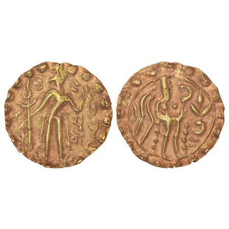 Samatata region, gold coinage of the post-Gupta period - gold dinar of Prithubhata of Khad