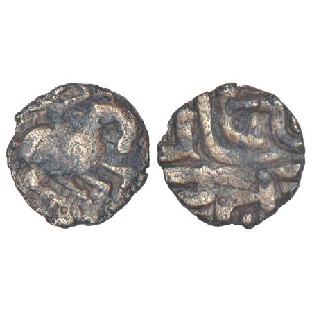 Chandellas of Jejakabhukti - copper coin of Prithvi Varman (c.1120-1128 AD), 'horseman' ty