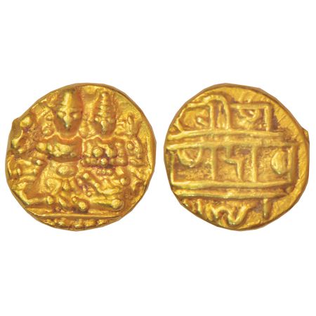 Vijayanagar Kingdom, Sangama Dynasty, gold ½ pagoda of Pratapa Devaraya I (1406-1422 AD), 