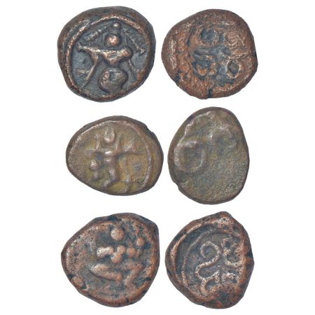 Nayakas of Madurai - anonymous copper cash coins (3), 'Sri Veera' type, (c.1600-1700 AD). 