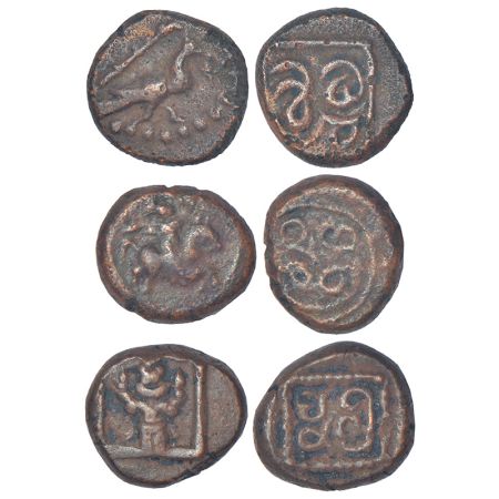 Nayakas of Madurai - anonymous copper cash coins (3), 'Sri Veera' type, (c.1600-1700 AD). 