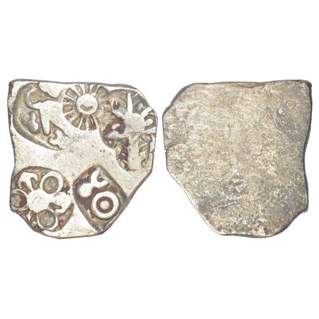 Imperial Magadhan silver punch-marked Karshapana coin (c.400-350 BC), GH series III, no. 3
