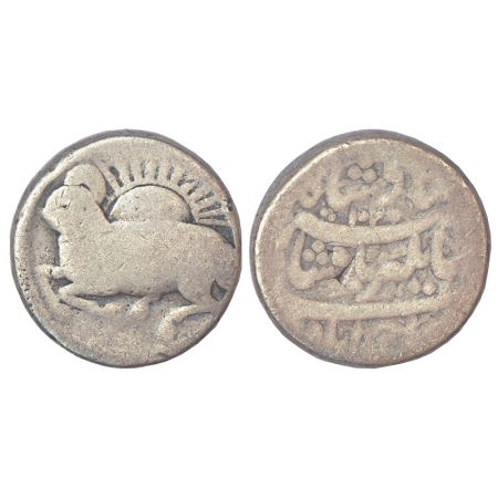 Jahangir (1605-1627 AD), silver zodiacal rupee, 'Aries' sign, Ahmadabad mint, AH 1027, KM 