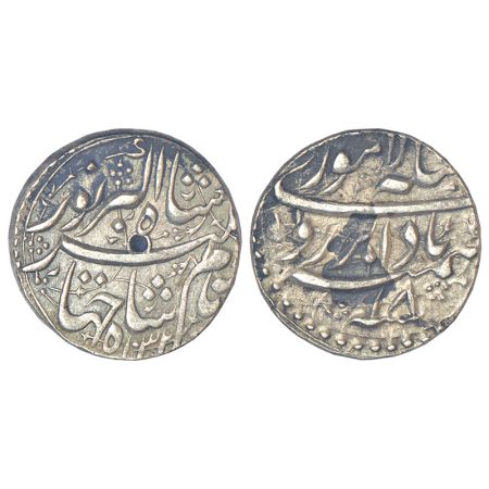 Jahangir (1605-1627 AD), silver rupee, Lahore mint at top, 'Bad Abre Ruye' couplet, AH 103