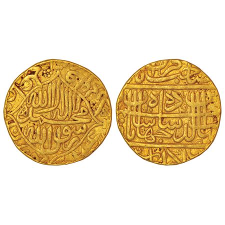 Shah Jahan (1628-1658 AD), gold mohur, Akbarabad mint, AH 1041/RY 4, KM 256.1, 10.78g. Obv