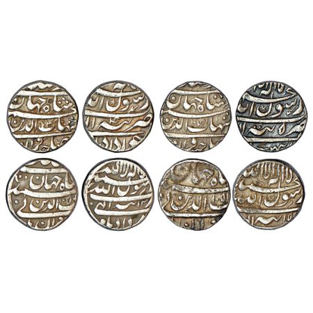 Shah Jahan (1628-1658 AD), silver rupee (4), Tatta mint, 1x Khurdad, AH 104x/RY 4; 1x Shah