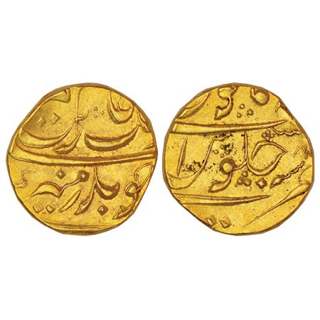 Aurangzeb (1658-1707 AD), gold mohur, Nusratabad mint, 'Badar-e-Munir' couplet, RY 4X, KM 
