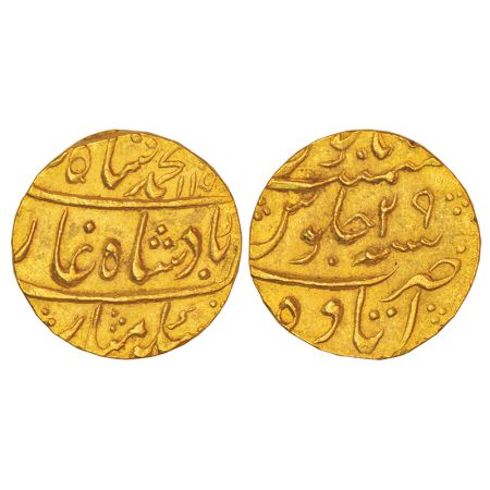 Muhammad Shah (1719-1748 AD), gold mohur, Itawa mint, AH 115X/RY 29, KM 438.10, 10.90g. Ex