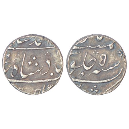 Muhammad Shah (1719-1748 AD), silver ½ rupee, Murshidabad mint, RY 5, KM 433.8, 5.78g. Ext