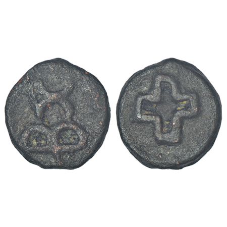 Early Uninscribed Cast Copper Coinage (EUCCC) - Deccan series, 'hill x open cross' type, P
