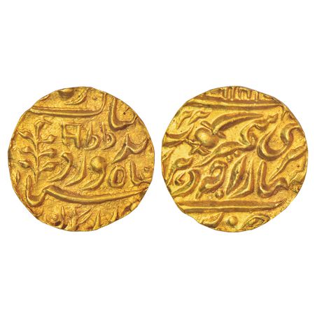 Jodhpur, Sumer Singh (1911-1918 AD), gold ¼ mohur, Jodhpur mint, M&J J13.03, 2.75g. Obv: J
