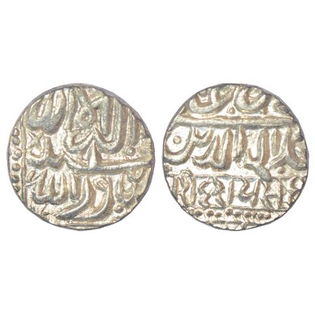 Gujarat in transition - silver kori, in the names of Akbar and 'Murid Ray Singh', probably