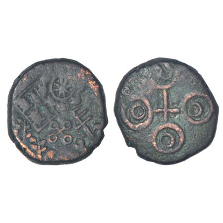 Ancient Malwa - post-Mauryan uninscribed die-struck copper coin of Ujjain area, 'symbolic'